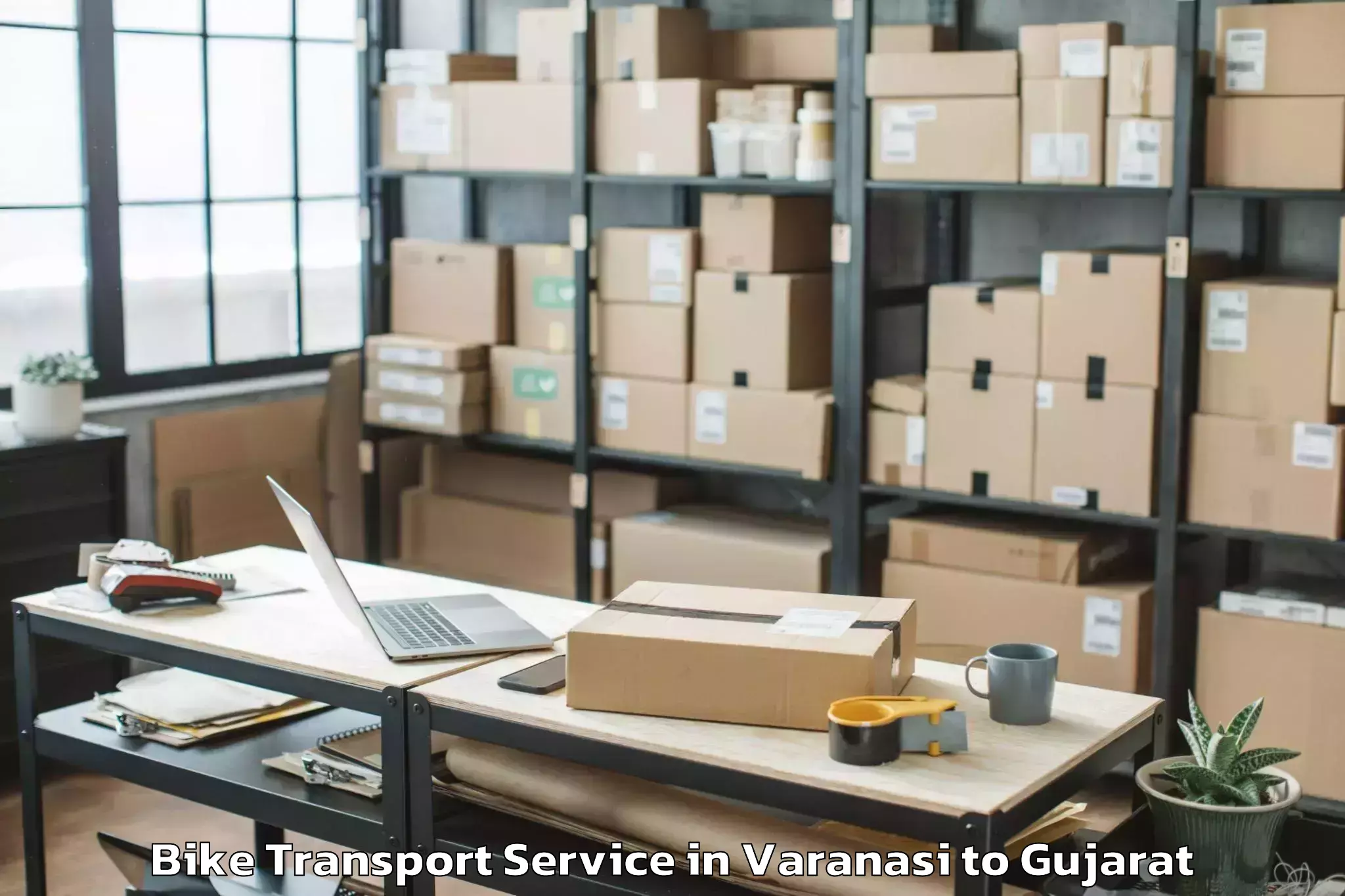 Professional Varanasi to Surat Airport Stv Bike Transport